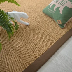 Décoweb Tapis Coco - Paravan chevron - Ganse coton marron - 80 x 150 cm