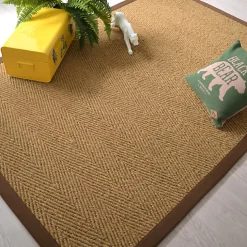 Décoweb Tapis Coco - Paravan chevron - Ganse coton marron - 80 x 150 cm