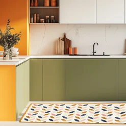 Sale Crearreda Tapis de cuisine absorbant en vinyle antidérapant Copper Leaves 50x120