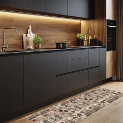 Clearance Crearreda Tapis de cuisine absorbant en vinyle antidérapant Coffee Pattern 50x120