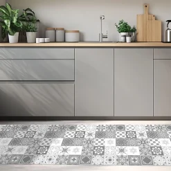 Sale Crearreda Tapis de Cuisine antidérapant en Vinyle Petites Carreaux Gris 50x240