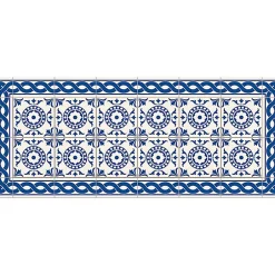 Clearance Crearreda Tapis de Cuisine antidérapant en Vinyle Tuiles Bleues 50x120 cm