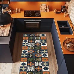Sale Crearreda Tapis de Cuisine antidérapant en Vinyle Fleur Vintage 50x120