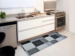Atticgo Tapis de cuisine gris rectangulaire animal print 48x200 cm SALLY* Tapis Pour Cuisine