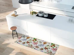 Atticgo Tapis de cuisine multicolore rectangulaire dessins avec des fleurs 48x200 cm SALLY* Tapis Pour Cuisine