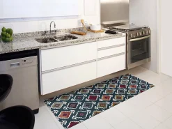 Atticgo Tapis de cuisine vert rectangulaire dessins ethniques 52x100 cm RICCI* Tapis Pour Cuisine