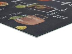 Atticgo Tapis de cuisine noir rectangulaire dessins cocktails 52x100 cm RICCI* Tapis Pour Cuisine