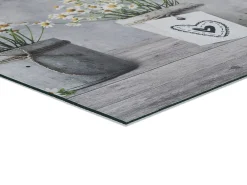 Atticgo Tapis de cuisine gris rectangulaire dessins pots de fleurs 52x100 cm SPRINTY* Tapis Pour Cuisine