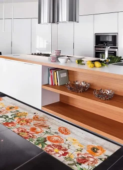 Atticgo Tapis de cuisine multicolore rectangulaire dessins avec des fleurs 52x100 cm RICCI
