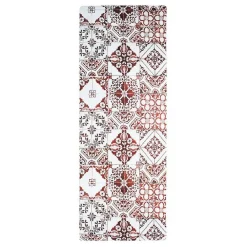 The Deco Factory Tapis de cuisine carreaux de ciment rouge 45x120 - vinyle antidérapant* Tapis Pour Cuisine