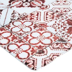 The Deco Factory Tapis de cuisine carreaux de ciment rouge 45x120 - vinyle antidérapant* Tapis Pour Cuisine