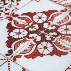 The Deco Factory Tapis de cuisine carreaux de ciment rouge 45x120 - vinyle antidérapant* Tapis Pour Cuisine