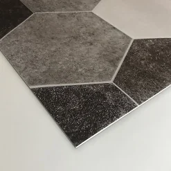 Outlet Crearreda Tapis de Cuisine en Vinyle Antidérapant Hexagones Gris 50x180