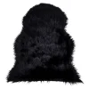 Clearance Seven Design Tapis de Salon Asymétrique Lambskin, Noir, Polyester, 85x50x6,5 cm,