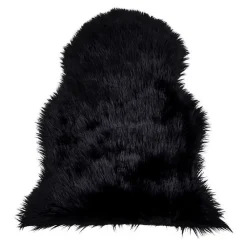Clearance Seven Design Tapis de Salon Asymétrique Lambskin, Noir, Polyester, 85x50x6,5 cm,