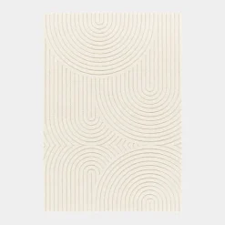 Décoweb Tapis de salon en relief - Circle - Courbe crème - 200 x 290 cm* Tapis D'Entrée Et Paillasson