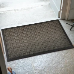 Sale GoodHome Tapis d'entrée polypropylène Boykins gris L.45 x l.75 cm