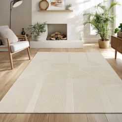 Online The Carpet Tapis design salon Moderne Art Curve Durable, Beige clair, 200 x 290 cm - LIMA