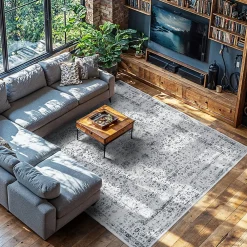 Tectake Tapis design vintage à poils courts en laine synthétique et feutre résistant et lavable* Tapis Intérieur|Tapis Pour Chambre