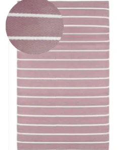 Sale Dylrev Tapis d'extérieur tissé à rayures rose et blanc L.170 x l.120