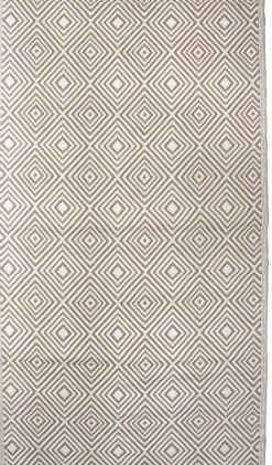 Dylrev Tapis d'extérieur tissé imprimé losanges taupe L.170 x l.120cm* Tapis Extérieur|Tapis Intérieur