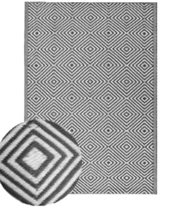 Dylrev Tapis d'extérieur tissé imprimé losanges noir L.230 x l.160cm* Tapis Extérieur