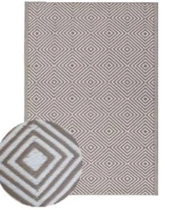 Dylrev Tapis d'extérieur tissé imprimé losanges taupe L.230 x l.160* Tapis Extérieur