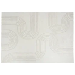Atmosphera Créateur D'Intérieur Tapis effet laine Anoai blanc 200x150cm- Blanc ondulé- Atmosphera* Tapis Intérieur|Tapis Pour Chambre