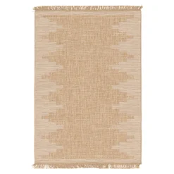 Online GoodHome Tapis effet tissé Boyoz tissage à plat L.120 x L.170cm naturel et blanc