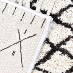 Best Deko & Co Tapis en coton tufté berbère Leia blanc et gris L.230 x l.160cm Deko&co