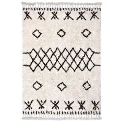 Deko & Co Tapis en coton tufté berbère Leia blanc et gris L.120 x l.170cm Deko&co* Tapis Persan Et Berbère