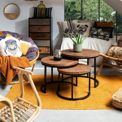 Deko & Co Tapis en toile de jute jaune L.180 x l.120cm Deco&co