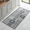 Best IDMarket Tapis en vinyle effet carreaux de ciment noir et blanc 66 x 160 cm