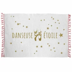 Discount Paris Prix Tapis Enfant "Danseuse étoile" 50x80cm Blanc