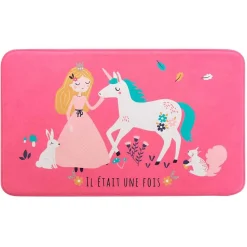 Hot Paris Prix Tapis Enfant "Princesse Licorne" 45x75cm Rose