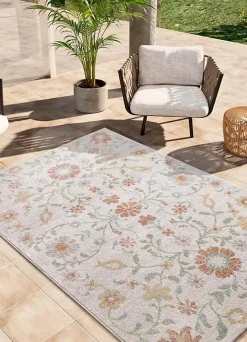 Atticgo Tapis extérieur beige / multicolore rectangulaire motifs floraux 200x290 cm SAMARA* Tapis Extérieur