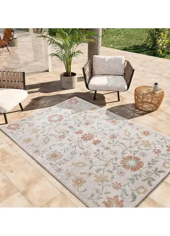 Atticgo Tapis extérieur beige / multicolore rectangulaire motifs floraux 160x230 cm SAMARA* Tapis Extérieur