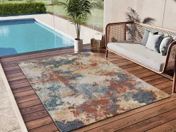 Atticgo Tapis extérieur multicolore rectangulaire vintage 120x170 cm LUNA* Tapis Extérieur