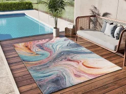 Atticgo Tapis extérieur multicolore rectangulaire abstrait 160x230 cm SAMARA* Tapis Extérieur