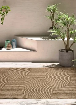 Clearance Atticgo Tapis extérieur naturel rectangulaire géométrique effet jute 200x290 cm ACRA