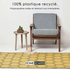 Sale Homescapes Tapis extérieur terrasse réversible - Tapis de jardin imperméable résistant UV - Nid d'abeille - Jaune - 180x120 cm -