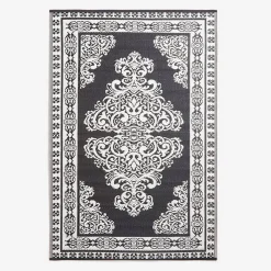New Homescapes Tapis extérieur terrasse réversible - Tapis de jardin imperméable résistant UV - Motif persan - Noir - 119x186 cm -