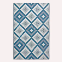 New Homescapes Tapis extérieur terrasse réversible - Tapis de jardin imperméable et résistant UV - Mia - Bleu - 150x240 cm -