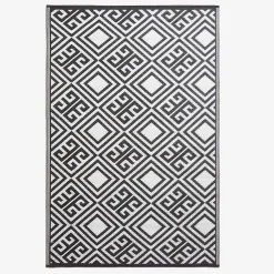 Homescapes Tapis extérieur terrasse réversible - Tapis de jardin imperméable résistant UV - Géométrique - Noir - 119x186 cm -* Tapis Extérieur
