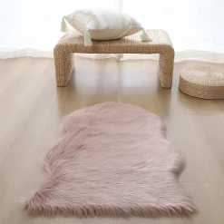 Clearance GoodHome Tapis Hegoa rose 60 x 90 cm