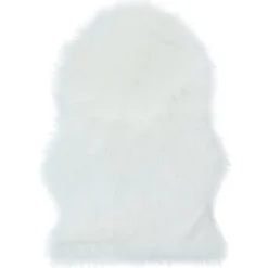 GoodHome Tapis imitation peau de mouton Hegoa blanc L.90 x l.60 cm* Tapis Intérieur|Tapis Pour Chambre