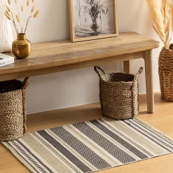Atmosphera Créateur D'Intérieur Tapis imprimé Gris en coton 60x90 - Multicolore- Atmosphera* Tapis Intérieur