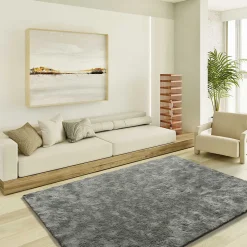 Online Atticgo Tapis intérieur anthracite rectangulaire shaggy uni 80x150 cm ROMA
