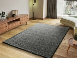 Atticgo Tapis intérieur anthracite rectangulaire shaggy uni 160x230 cm ATLAS* Tapis Pour Salon