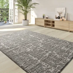 Clearance Atticgo Tapis intérieur argent rectangulaire scandinave 140x200 cm LIMA